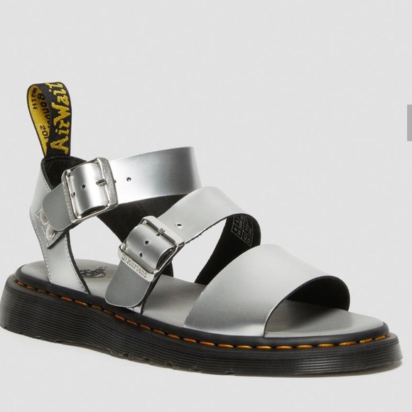 DR MARTENS Gryphon Metallic Leather Gladiator Sandals - Picture 1 of 11
